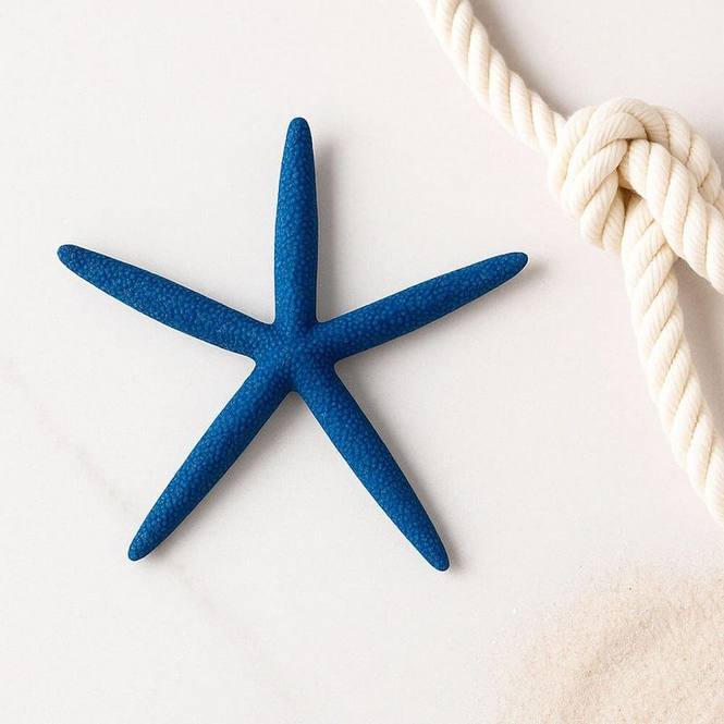 Estrella de mar natural albina azul 7,5-10 cm