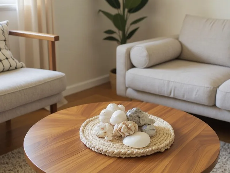 Centro de mesa moderno con surtido de conchas marinas y caracolas